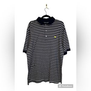 Vtg Masters Collection Size XL Navy Blue Stripe Polo Shirt 60s 2 Ply Mercerized